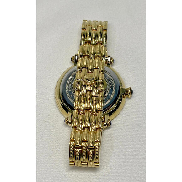 JUDITH RIPKA Blue Gold & Cubic Zirconia Stainless Steel Wrist Watch, New Battery - Picture 6 of 9
